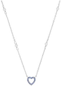 Kette mit Anh&auml;nger Amor "Herz, Trachtenschmuck, Volksfest", blau (silberfarben, blau, wei&szlig;), Halsketten, Damen, Perlen Silber 925 (Sterlingsilber), L: 42, Perlen, Silber 925 (Sterlingsilber), Kette mit Anh&auml;nger, mit Stein (synth.) - mit Muschelkernperle