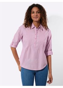 Langarmbluse Casual Looks, Damen, Gr. 50, ros&eacute;, 50% Baumwolle, 50% Polyester, unifarben, Blusen Langarmbluse