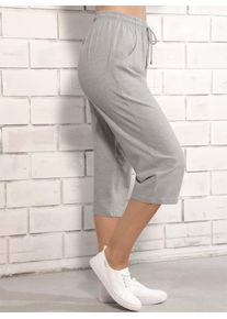 Caprihose, Damen, Gr. 46, Normalgr&ouml;&szlig;en, grau, 95% Baumwolle, 5% Elasthan, 10% Polyester, 5% Elasthan, 85% Baumwolle, unifarben, 3/4-L&auml;nge, Hosen Caprihose