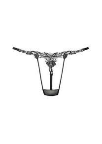 String Petite Fleur Gold, Damen, Gr. 40/42, schwarz, Spitze, Obermaterial: 90% Polyamid, 10% Elasthan, k&ouml;rpernah, Unterhosen String, mit wundersch&ouml;nem Stickereimotiv, Topseller