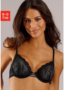 B&uuml;gel-BH s.Oliver "Alice", Damen, Gr. 75, Cup C, schwarz, Obermaterial: 88% Polyamid, 12% Elasthan, BHs B&uuml;gel-BH, mit feiner Spitze in blumiger Optik, Dessous