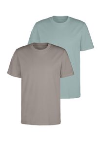 T-Shirt Kangaroos, Herren, Gr. S (44/46), gr&uuml;n (stein, mint), Jersey, Obermaterial: 100% Baumwolle, unifarben, Basic, regular fit normal, Rundhals, abgesteppte Kante, Shirts T-Shirt, Freizeitshirt mit Kurzarm, Rundhals aus reine Baumwolle