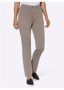 5-Pocket-Jeans Classic Basics, Damen, Gr. 46, Normalgr&ouml;&szlig;en, grau (taupe), 97% Baumwolle, 3% Elasthan, unifarben, lang, Jeans 5-Pocket-Jeans