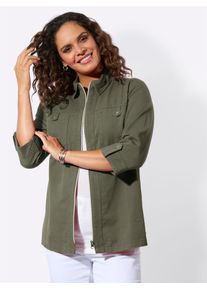 Jeansbluse Casual Looks, Damen, Gr. 46, khaki, 100% Baumwolle, unifarben, Blusen Jeansbluse