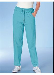 Relaxhose, Damen, Gr. 46, Normalgr&ouml;&szlig;en, blau (t&uuml;rkis), 95% Baumwolle, 5% Elasthan, unifarben, lang, Hosen Relaxhose