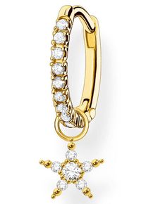 Single-Creole Thomas Sabo "mit Stern Anh&auml;nger", gold (gelbgoldfarben, wei&szlig;, kristallwei&szlig;), Ohrringe, Damen, Silber 925 (recycelt), Single-Creole, mit Zirkonia (synth.)