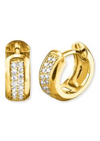 Paar Creolen Engelsrufer "Keep it so simple", gold (gelbgoldfarben, kristallwei&szlig;, kristallwei&szlig;), Ohrringe, Damen, 13mm, Silber 925 (Sterlingsilber), Paar Creolen, mit Zirkonia (synth.)