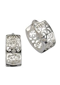 Paar Creolen Firetti "Schmuck Geschenk Silber 925 Blume/Bl&uuml;te", silber (silberfarben), Ohrringe, Damen, 13,5mm, Silber 925 (Sterlingsilber), Paar Creolen