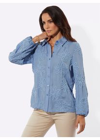 CR&Eacute;ATION L Langarmbluse CREATION L, Damen, Gr. 40, bleu, 100% Polyester, unifarben, Blusen Langarmbluse