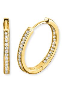 Paar Creolen Engelsrufer "Keep it so simple", gold (gelbgoldfarben, kristallwei&szlig;, kristallwei&szlig;), Ohrringe, Damen, 24mm, Silber 925 (Sterlingsilber), Paar Creolen, mit Zirkonia (synth.)