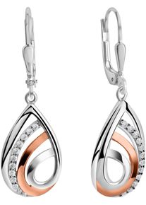 Paar Ohrh&auml;nger Firetti "Schmuck Geschenk Silber 925 Ohrschmuck Ohrringe Tropfen bicolor", rosa (silberfarben, ros&eacute;goldfarben, kristallwei&szlig;, kristallwei&szlig;), Ohrringe, Damen, Silber 925 (Sterlingsilber), Paar Ohrh&auml;nger, mit Zirkonia (synth.)