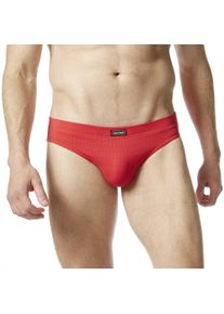 Slip Bruno Banani "CHECK LINE 2.0 SPORTSLIP", Herren, Gr. 5M, rot (rot marine), Obermaterial: 90% Polyamid, 7% Elasthan, 3% sonstige Fasern, bequem, Unterhosen Slip
