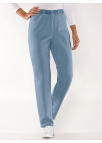 Schlupfjeans Classic Basics, Damen, Gr. 46, Normalgr&ouml;&szlig;en, blau (blau, bleached), 81% Baumwolle, 17% Polyester, 2% Elasthan, unifarben, lang, Jeans Schlupfjeans