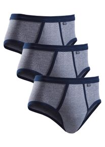 Slip CLIPPER EXCLUSIVE, Herren, Gr. 10, 3 Stk., blau (marine), Obermaterial: 100% Baumwolle, unifarben, k&ouml;rpernah, Unterhosen Slip, modische Optik: Jeans meliert, tolle Baumwoll-Qualit&auml;t, Topseller