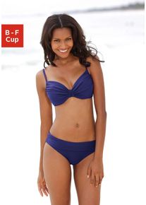 B&uuml;gel-Bikini Lascana, Damen, Gr. 46, Cup D, blau, Polyamid, unifarben, Bikini-Sets B&uuml;gel-Bikini, mit Raffungen am Cup, Topseller