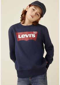 Sweatshirt LEVI'S KIDS "LVB LVB FRENCH TERRY BATWING", Jungen, Gr. 12/152, blau (marineblaus), Sweatware, Obermaterial: 55% Baumwolle, 45% Polyester, bedruckt, Basic normal, Rundhals, Rippb&uuml;ndchen, Sweatshirts Sweatshirt, mit gro&szlig;em Logo