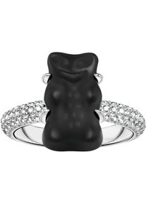 Fingerring Thomas Sabo "Thomas Sabo x HARIBO Schmuck: Ring mit Goldb&auml;r" Gr. 54, wei&szlig; (silberfarben, schwarz, kristallwei&szlig;), Fingerringe, Damen, 54, Silber 925 (recycelt), 9,5mm, Fingerring, mit Kristallglas, Zirkonia (synth.)