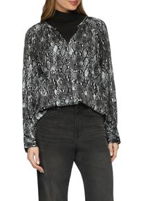 Langarmbluse s.Oliver, Damen, Gr. 34, grau (grau, schwarz aop), Obermaterial: 100% Viskose, bedruckt, regular fit taillenbedeckt, Rundhals, Manschette, Blusen Langarmbluse, mit All-Over Print