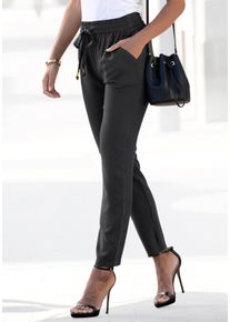 Schlupfhose Lascana, Damen, Gr. 46, N-Gr, schwarz, Web, Obermaterial: 100% Viskose, unifarben, figurumspielend lang, Hosen Schlupfhose, aus gewebter Viskose, schmaler Schnitt, Sommerhose, Business-Look, Topseller