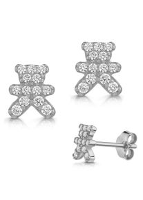 Paar Ohrstecker Firetti "Schmuck Geschenk Silber 925 Ohrschmuck Ohrringe Teddy", silberfarben, kristallwei&szlig;, kristallwei&szlig;, Ohrringe, Damen, Silber 925 (Sterlingsilber), Paar Ohrstecker, Made in Germany - mit Zirkonia (synth.)