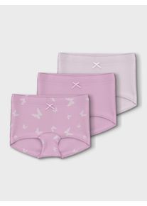 Boxershorts name it "NMFTIGHTS 3P PINK BUTTERFLY NOOS", M&auml;dchen, Gr. 92, 3 Stk., rosa (pink lavender), Jersey, Obermaterial: 95% Baumwolle, 5% Elasthan, bedruckt, eng, Unterhosen Boxershorts