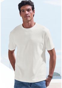 T-Shirt John Devin "mit Struktur", Herren, Gr. XL, wei&szlig; (sanftes wei&szlig;), Jersey, Obermaterial: 60% Baumwolle, 40% Polyester, unifarben, regular fit, Rundhals, abgesteppte Kante, Shirts T-Shirt, Rundhalsshirt mit Struktur aus Baumwoll-Mix