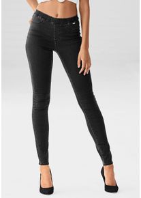 Jeggings Buffalo, Damen, Gr. 46, N-Gr, schwarz (schwarz, jeans), Strick, Obermaterial: 69% Baumwolle, 21% Polyester, 8% Viskose, 2% Elasthan, unifarben, figurbetont, Hosen Jeggings, mit Taschen, Topseller