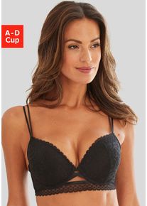 Push-up-BH Vivance "Viola", Damen, Gr. 85, Cup B, schwarz, Spitze, Obermaterial: 87% Polyamid, 13% Elasthan, BHs Push-up-BH, mit Spitze aus anteilig recyceltem Polyamid, sexy Dessous