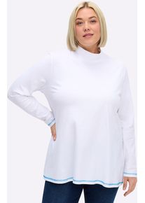 Rollkragenshirt sheego "Rollkragen-Shirt", Damen, Gr. 48/50, ecru, topas, 95% Baumwolle, 5% Elasthan, unifarben, Shirts Rollkragenshirt