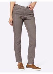 Bequeme Jeans, Damen, Gr. 46, Normalgr&ouml;&szlig;en, grau (taupe), 81% Baumwolle, 17% Polyester, 2% Elasthan, unifarben, lang, Jeans Bequeme Jeans