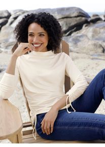 Langarmshirt Heine "Shirt", Damen, Gr. 50, beige (champagner), 95% Viskose, 5% Elasthan, unifarben, Rundhals, Shirts Langarmshirt