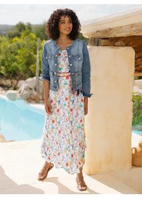 Jeansblazer Heine "Jeans-Jacke", Damen, Gr. 46, blau, bleached, 98% Baumwolle, 2% Elasthan, Blazer Jeansblazer