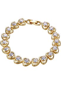 Armband Firetti "Schmuck Geschenk Kupfer Armschmuck Herzkettengliederung Liebe", gold (gelbgoldfarben, kristallwei&szlig;, kristallwei&szlig;), Armb&auml;nder, Damen, 19cm, Kupfer, Armband, mit Zirkonia (synth.)