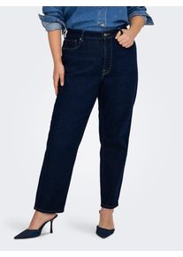 Straight-Jeans Only CARMAKOMA "CAREMILY ST HW STR ANK DNM TAI0045 NOOS", Damen, Gr. 54, L&auml;nge 32, dunkelblau denim detail:rinse, Denim/Jeans, Obermaterial: 99% Baumwolle, 1% Elasthan, unifarben, regular fit kn&ouml;chellang, Jeans Straight-Jeans