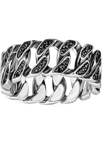 Fingerring Thomas Sabo "Breiter Kettenglieder-Ring Silber mit Zirkonia" Gr. 54, silber (silberfarben, schwarz), Fingerringe, Damen, 54, Silber 925 (recycelt), 8mm, Fingerring, mit Zirkonia (synth.)