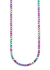 Edelstahlkette Bruno Banani "Schmuck Geschenk Steinkette mit farbigem H&auml;matit", edelstahlfarben, blau, gelb, rot, lila, gr&uuml;n, Halsketten, Damen, Edelstahl, L: 49 B: 3mm, Edelstahlkette, mit H&auml;matit, B:3mm