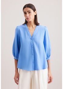 Klassische Bluse Seidensticker "Schwarze Rose", Damen, Gr. XXL44, blau (hellblau), 65% Baumwolle, 35% Leinen, unifarben, oversize, V-Ausschnitt, Blusen Klassische Bluse, Tunika Uni