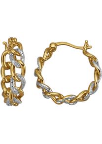 Paar Creolen Firetti "Schmuck Geschenk Silber 925 Ohrschmuck Ohrringe Kette Bicolor", silber (gelbgoldfarben, silberfarben), Ohrringe, Damen, 20mm, 0,02 P3 = leicht erkennbare Einschl&uuml;sse, Diamanten Silber 925 (Sterlingsilber), Diamanten, Silber 925 (Sterlingsilber), Paar Creolen, mit Diamant