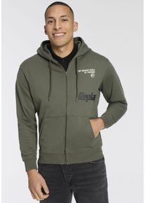 Kapuzensweatjacke Replay, Herren, Gr. XL, army gr&uuml;n, Sweatware, Obermaterial: 100% Baumwolle, normal, ohne Ausschnitt, angesetztes B&uuml;ndchen, Sweatjacken Kapuzensweatjacke