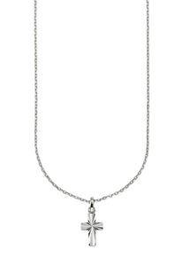 Kette mit Anh&auml;nger Firetti "Silberkette mit Anh&auml;nger Kreuz", wei&szlig;goldfarben, Halsketten, Damen, Silber 925 (Sterlingsilber), L: 45 B: 1mm, Kette mit Anh&auml;nger, B:1mm