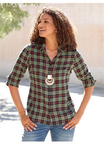 Flanellbluse Casual Looks, Damen, Gr. 48, bunt (oliv, rostrot, kariert), 100% Baumwolle, gemustert, kariert, mehrfarbig, Blusen Flanellbluse