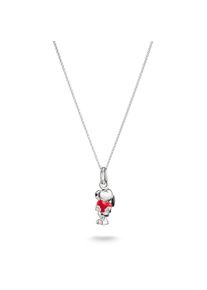 Kette mit Anh&auml;nger Thomas Sabo "Thomas Sabo x Peanuts Kette Snoopy mit Herz" Gr. 45, silberfarben, schwarz, rot, Halsketten, Damen, 45, Silber 925 (recycelt), L: 45 B: 9mm, Kette mit Anh&auml;nger, B:9mm