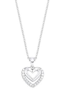 Kette mit Anh&auml;nger Amor "Herzen", bunt (silberfarben, wei&szlig;), Halsketten, Damen, Silber 925 (Sterlingsilber), L: 42, Kette mit Anh&auml;nger, mit Zirkonia (synth.)