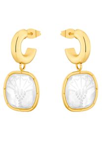 JOOP! Paar Creolen JOOP "2035885", gold (goldfarben, wei&szlig;), Ohrringe, Damen, Edelstahl, Paar Creolen, mit Perlmutt