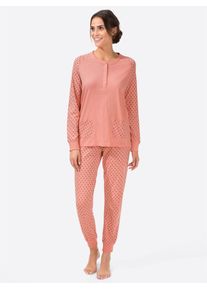 w&auml;schepur Schlafanzug W&Auml;SCHEPUR, Damen, Gr. 44/46, rot (apricot), 100% Baumwolle, Homewear-Sets Schlafanzug