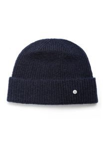 Strickm&uuml;tze Pearlwood "MATS", Herren, blau (nightblau), Feinripp, Materialmix, unifarben, M&uuml;tzen Strickm&uuml;tze, Feinripp, Wollanteil, breiter Umschlag, w&auml;rmend