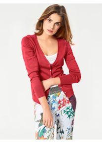 Strickjacke Heine, Damen, Gr. 40, orange (koralle), 100% Baumwolle, unifarben, Strickjacken Strickjacke