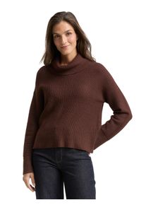 Rollkragenpullover Tom Tailor, Damen, Gr. 3XL, schwarz pecan braun melange, Strick, Obermaterial: 52% Viskose, 27% Polyester, 21% Polyamid, meliert, oversize normal, ohne Ausschnitt, Rippb&uuml;ndchen, Pullover Rollkragenpullover, mit Rollkragen