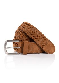 Lederg&uuml;rtel MONTI "VANCOUVER", Herren, Gr. 95, braun (cognac), Obermaterial: 100% Rindsleder, G&uuml;rtel Lederg&uuml;rtel, Flecht-Optik, matt, weich, handgefertigt
