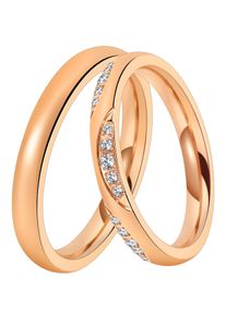 Trauring DOOSTI "Schmuck Geschenk Edelstahl Trauring Ehering Partnerring LIEBE" Gr. 60, rosa (ros&eacute;goldfarben), Fingerringe, Damen, 60,mit Zirkonia, Edelstahl, 3mm, Trauring, wahlweise mit oder ohne Zirkonia